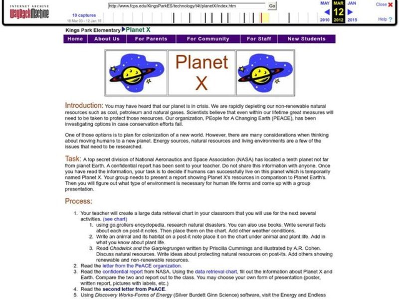 Planet X Lesson Plan