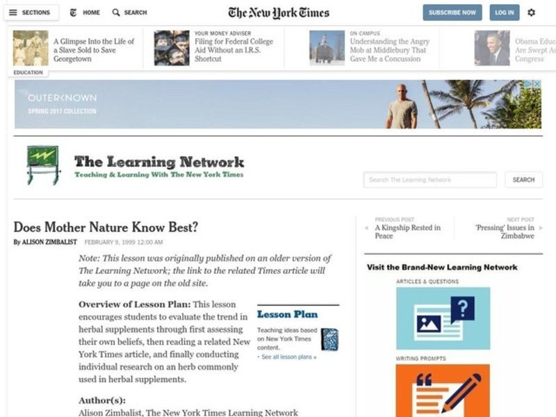 Does Mother Nature Know Best? Lesson Plan