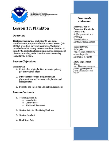 Plankton Lesson Plan
