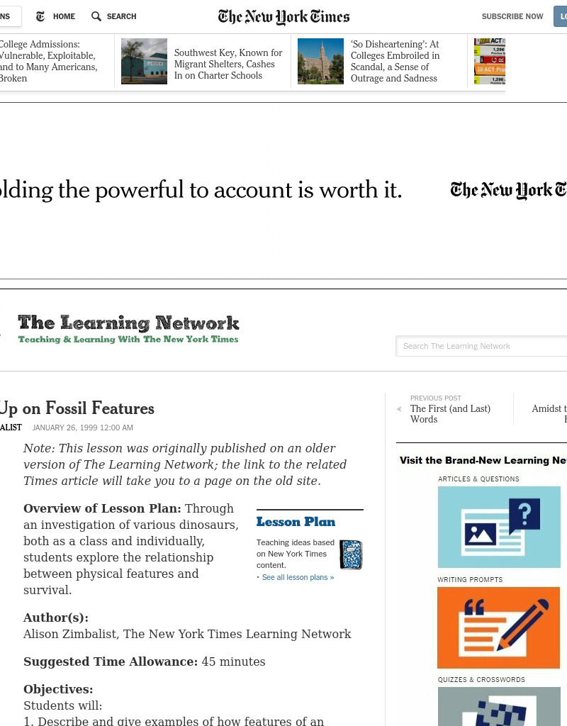 Boning Up on Fossil Features Lesson Plan