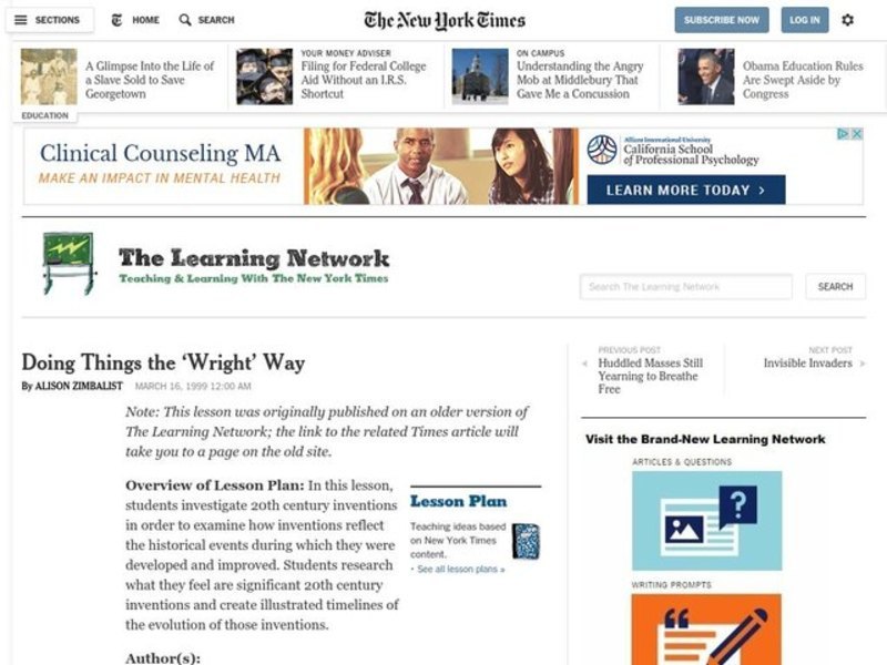 Doing Things the Wright Way Lesson Plan