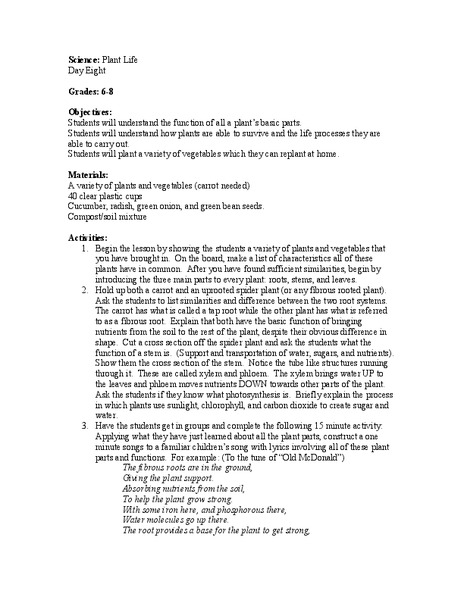 Plant Life Lesson Plan