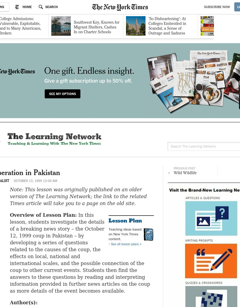 Coup-Operation in Pakistan Lesson Plan