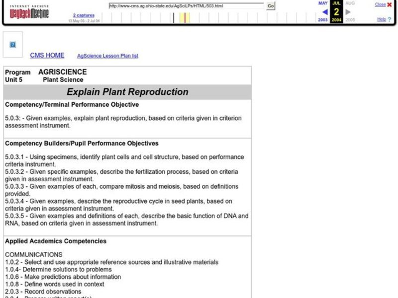Plant Reproduction Lesson Plan