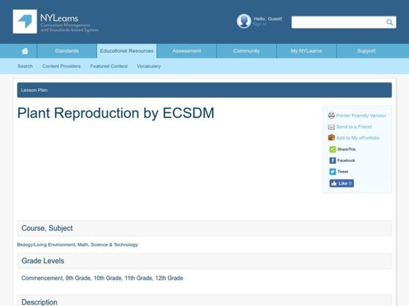 Plant Reproduction Lesson Plan