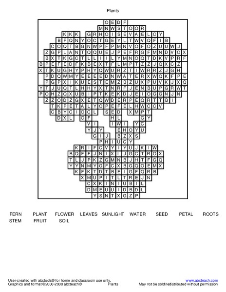 Plant Word Search Worksheet