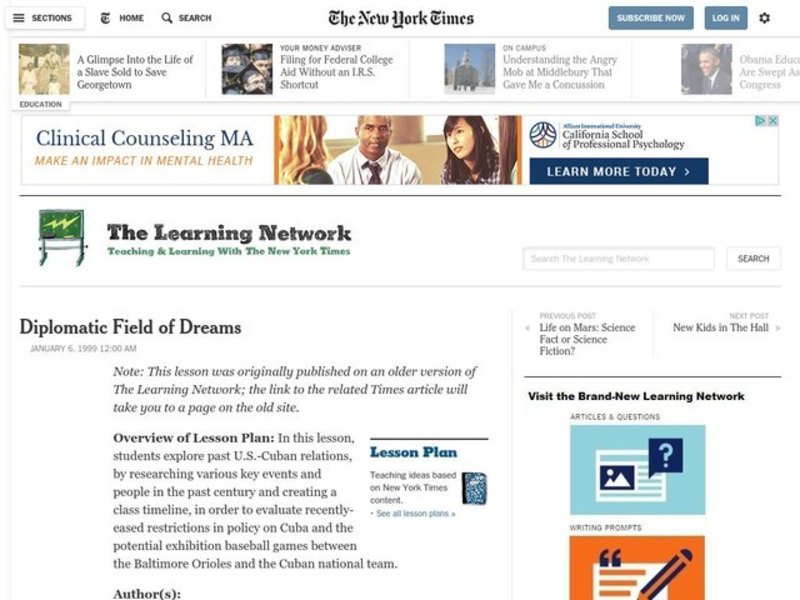 Diplomatic Field of Dreams Lesson Plan