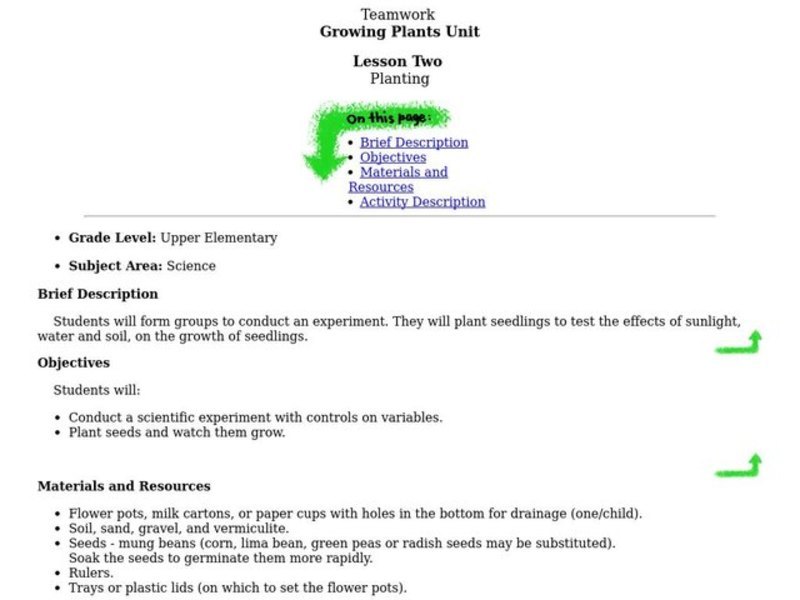 Planting Lesson Plan
