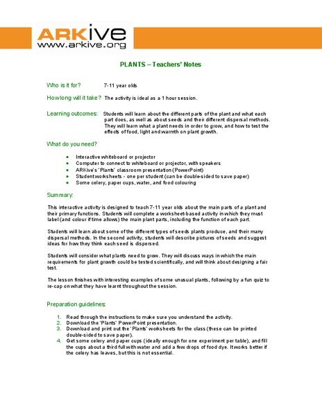Plants Lesson Plan