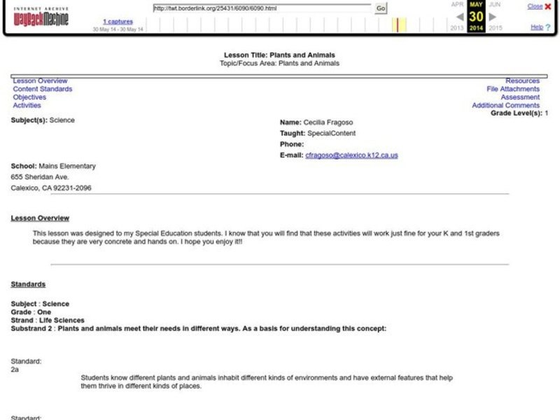 Plants and Animals Lesson Plan