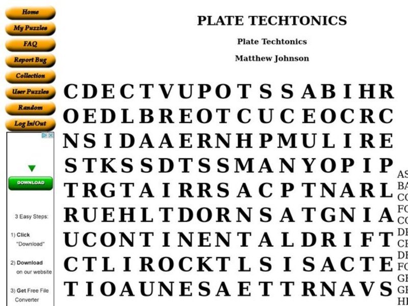 Plate Tectonics Worksheet