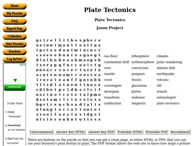 Plate Tectonics Worksheet