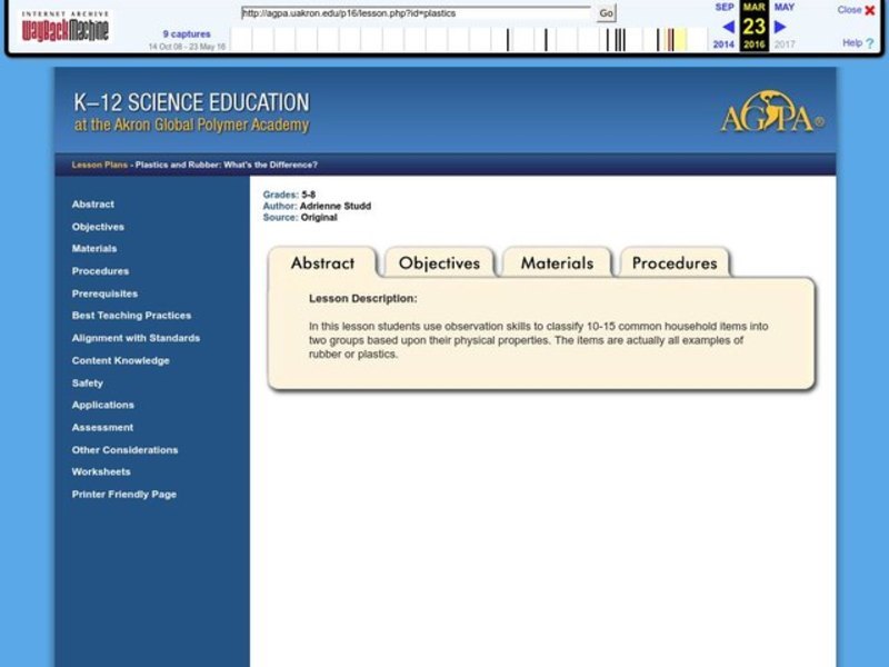 Plastics and Rubber: What's the Difference? Lesson Plan