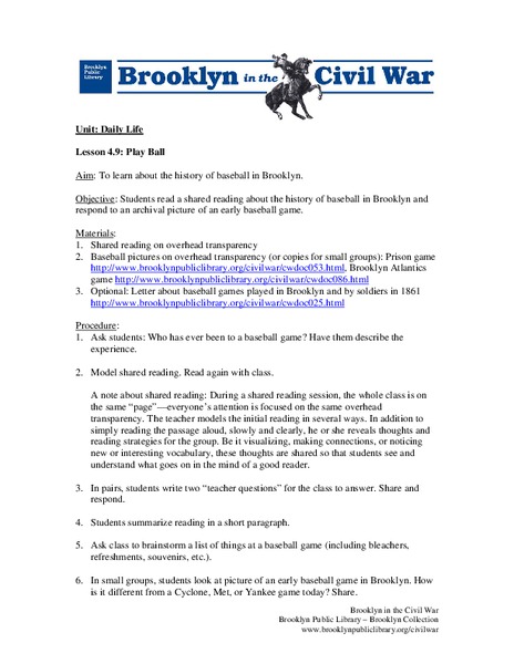 Play Ball Lesson Plan