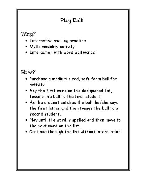 Play Ball! Lesson Plan