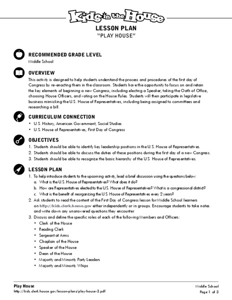 Play House Lesson Plan