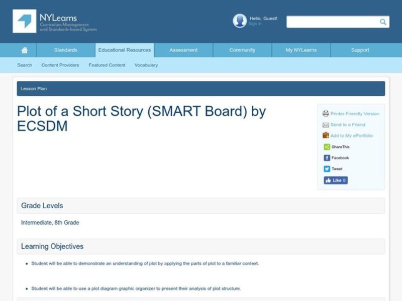 Plot of a Short Story (SMART Board) Lesson Plan