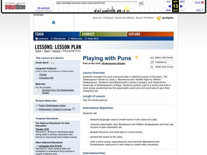 Playing with Puns Lesson Plan