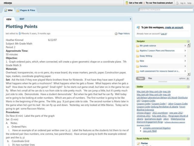 Plotting Points Lesson Plan