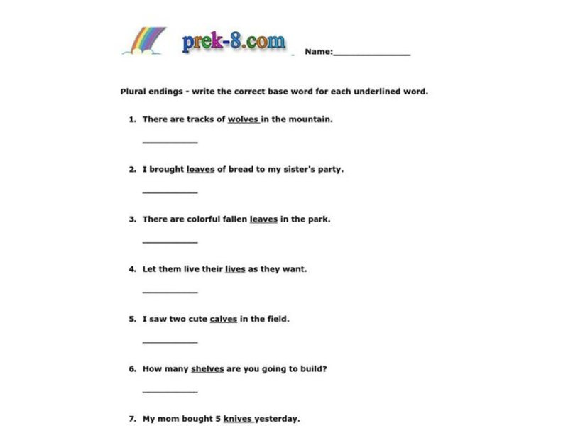 Plural Nouns Worksheet