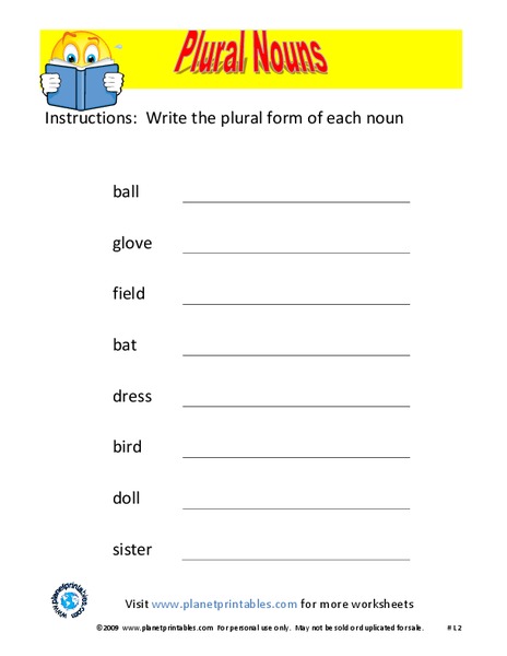 Plural Nouns Worksheet