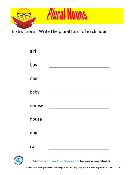 Plural Nouns Worksheet