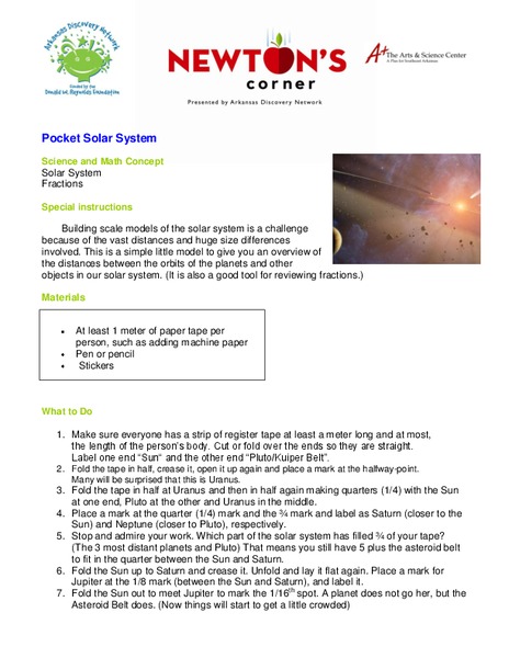 Pocket Solar System Lesson Plan