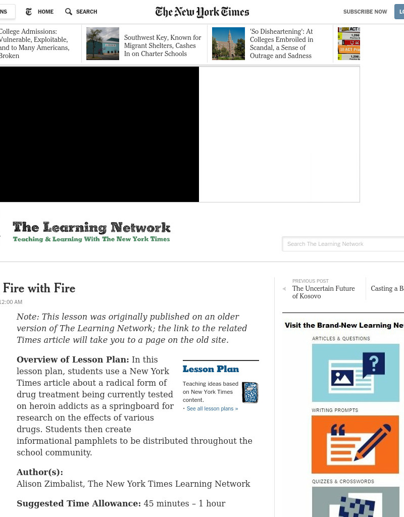 Fighting Fire with Fire Lesson Plan