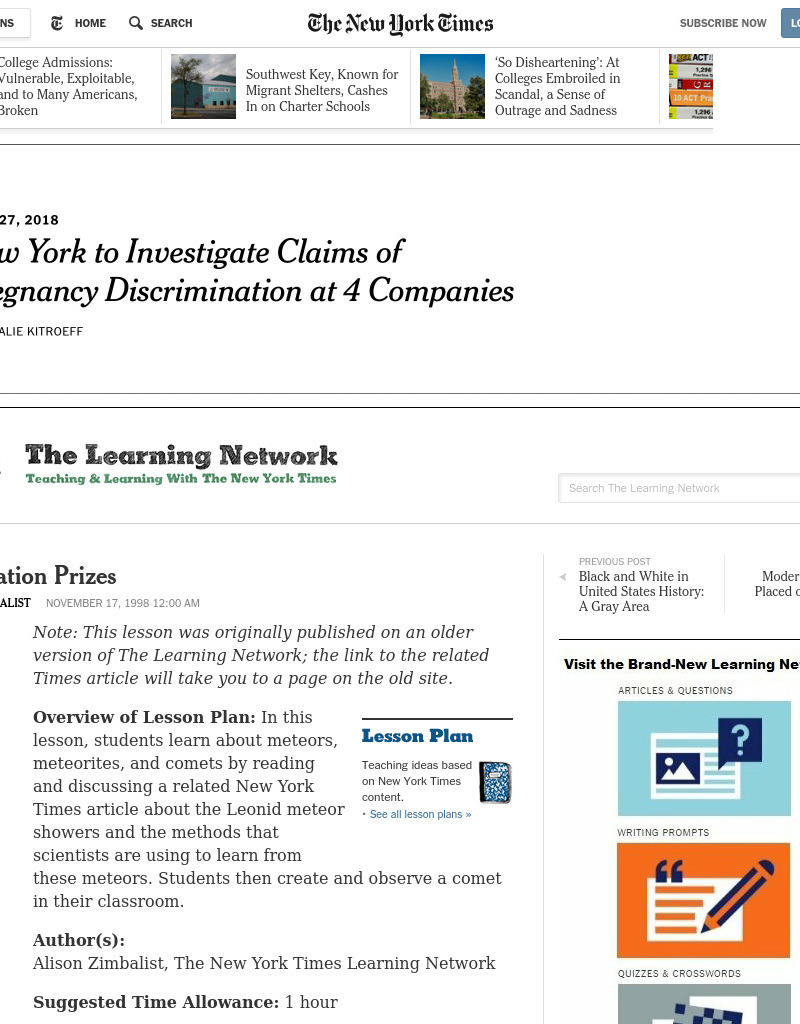 Constellation Prizes Lesson Plan