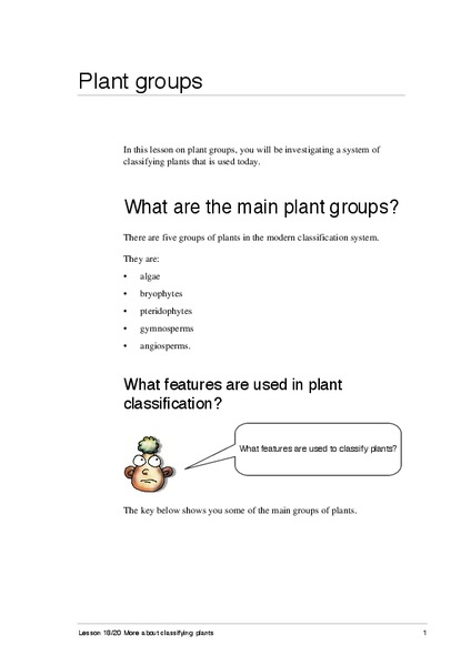 Plant Groups Activity