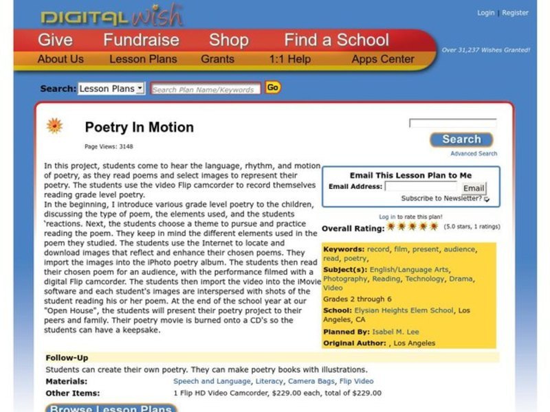 Poetry In Motion Lesson Plan