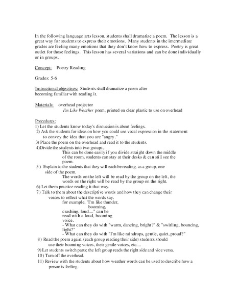 Poetry Reading Lesson Plan