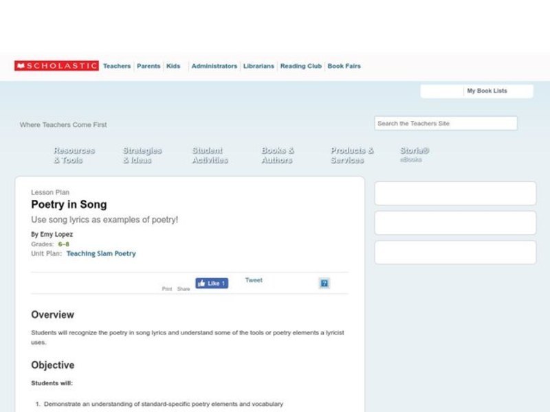 Poetry in Song Lesson Plan