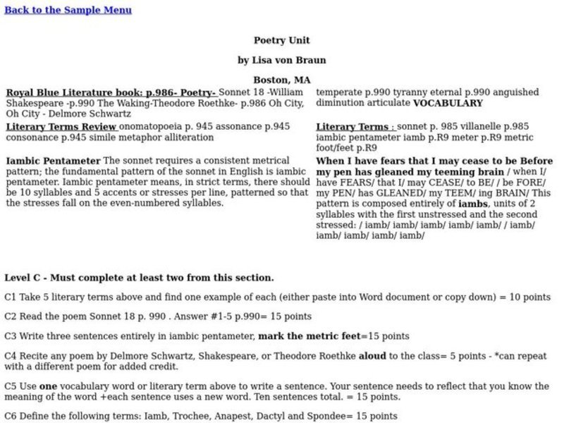 Poetry Unit Lesson Plan