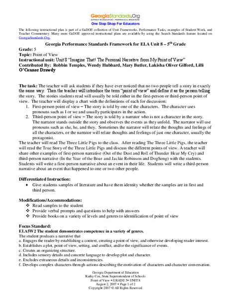 Point of View Lesson Plan