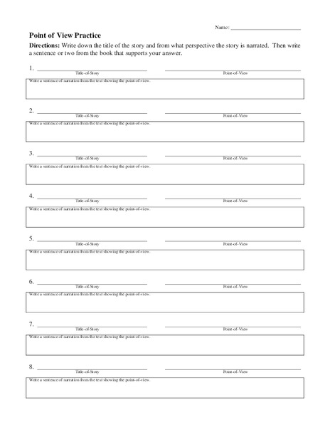 Point of View Practice  Worksheet