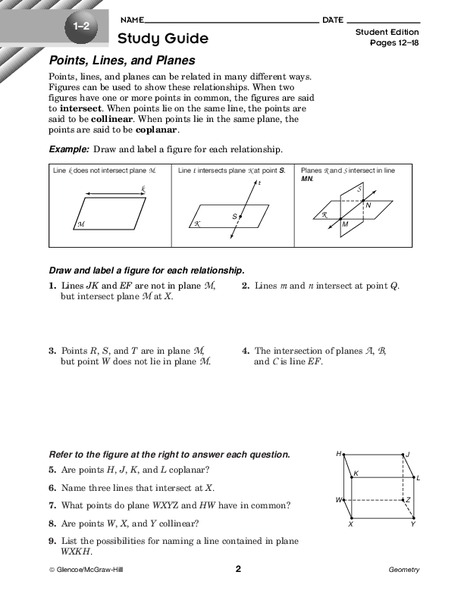 Points, Lines, and Planes Worksheet