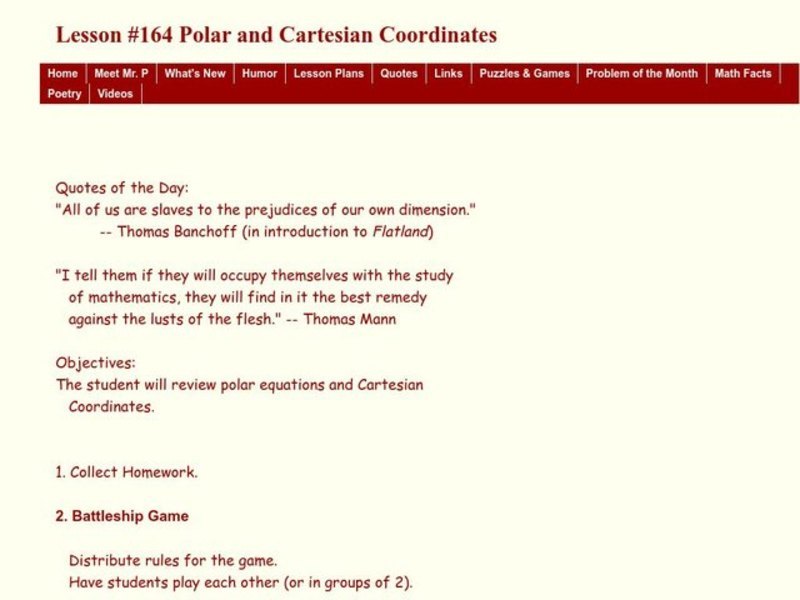Polar and Cartesian Coordinates Lesson Plan