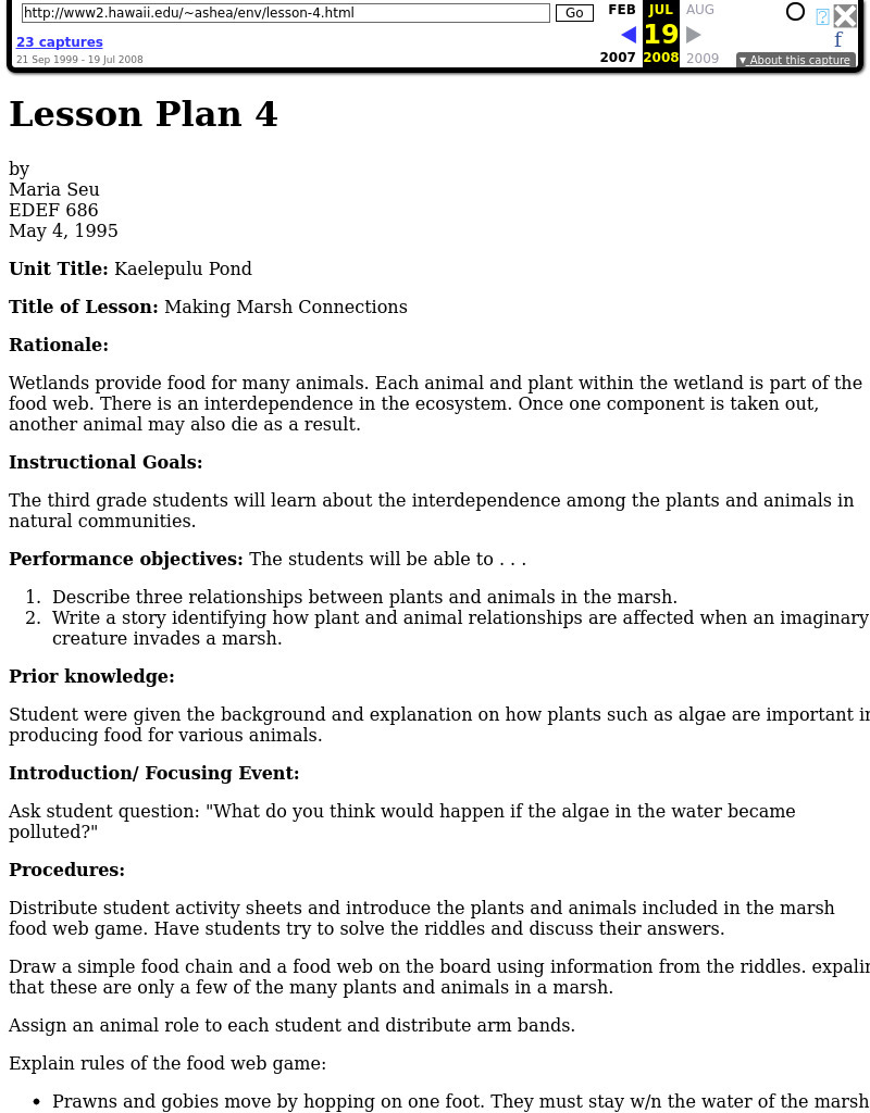 Making Marsh Connections Lesson Plan