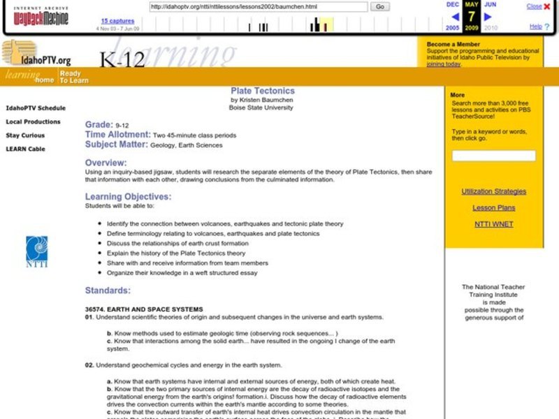 Plate Tectonics Lesson Plan