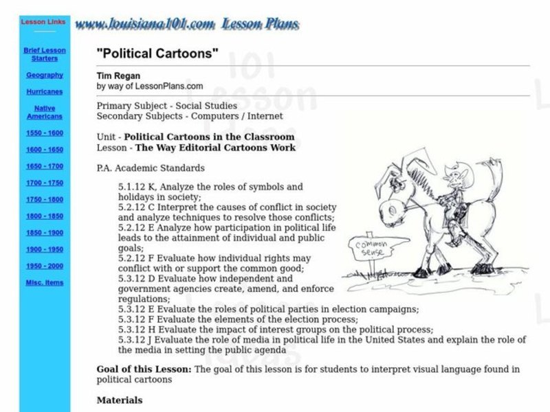 Political Cartoons Lesson Plan