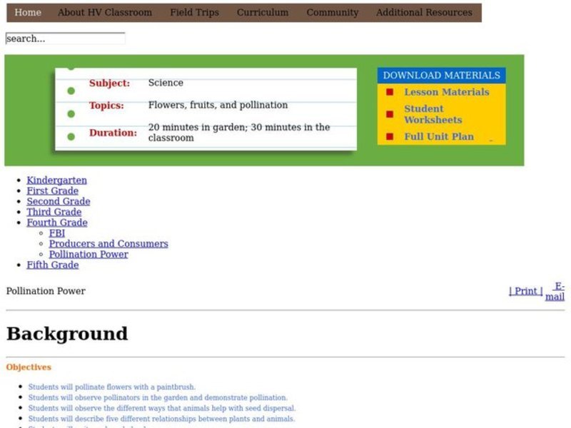 Pollination Power Lesson Plan