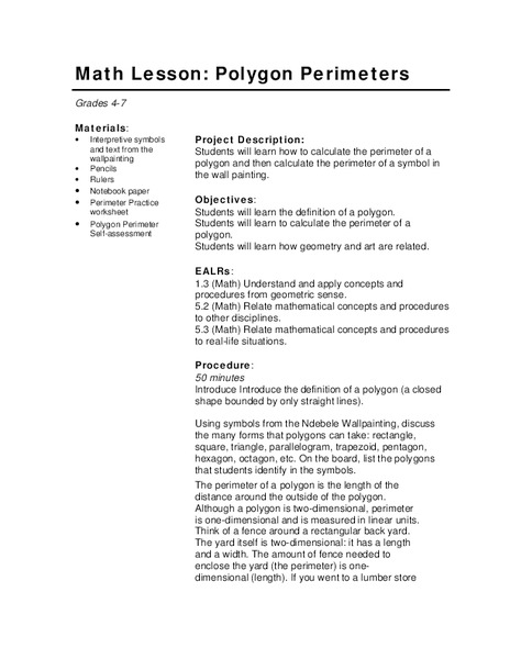Polygon Perimeters Lesson Plan