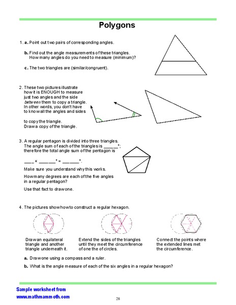 Polygons Worksheet