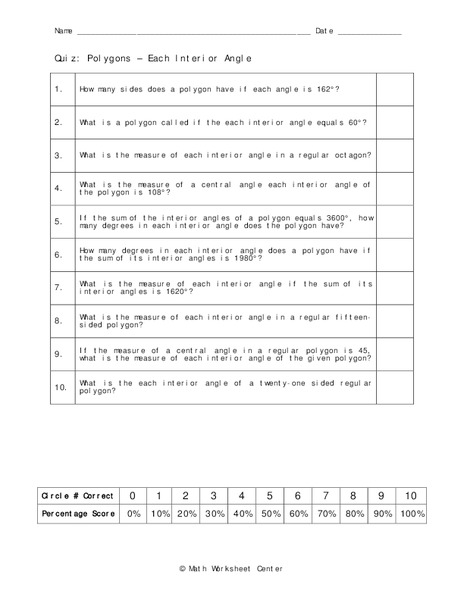 Polygons Worksheet