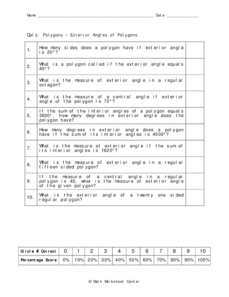 Polygons Worksheet
