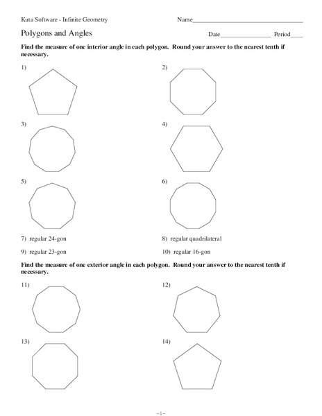 Polygons and Angles Worksheet