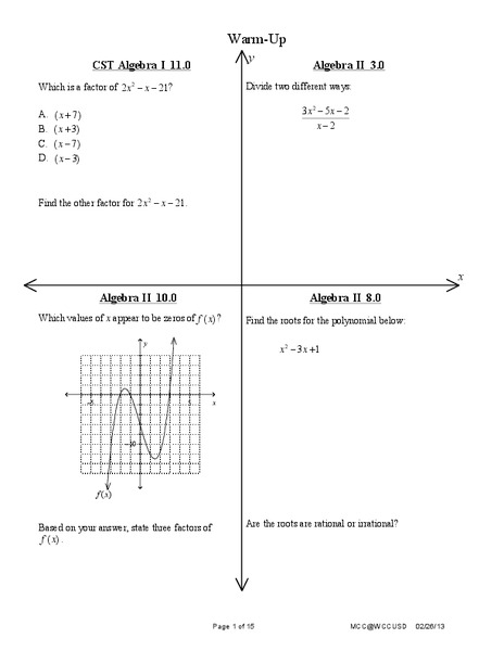 Polynomial Division Lesson Plan