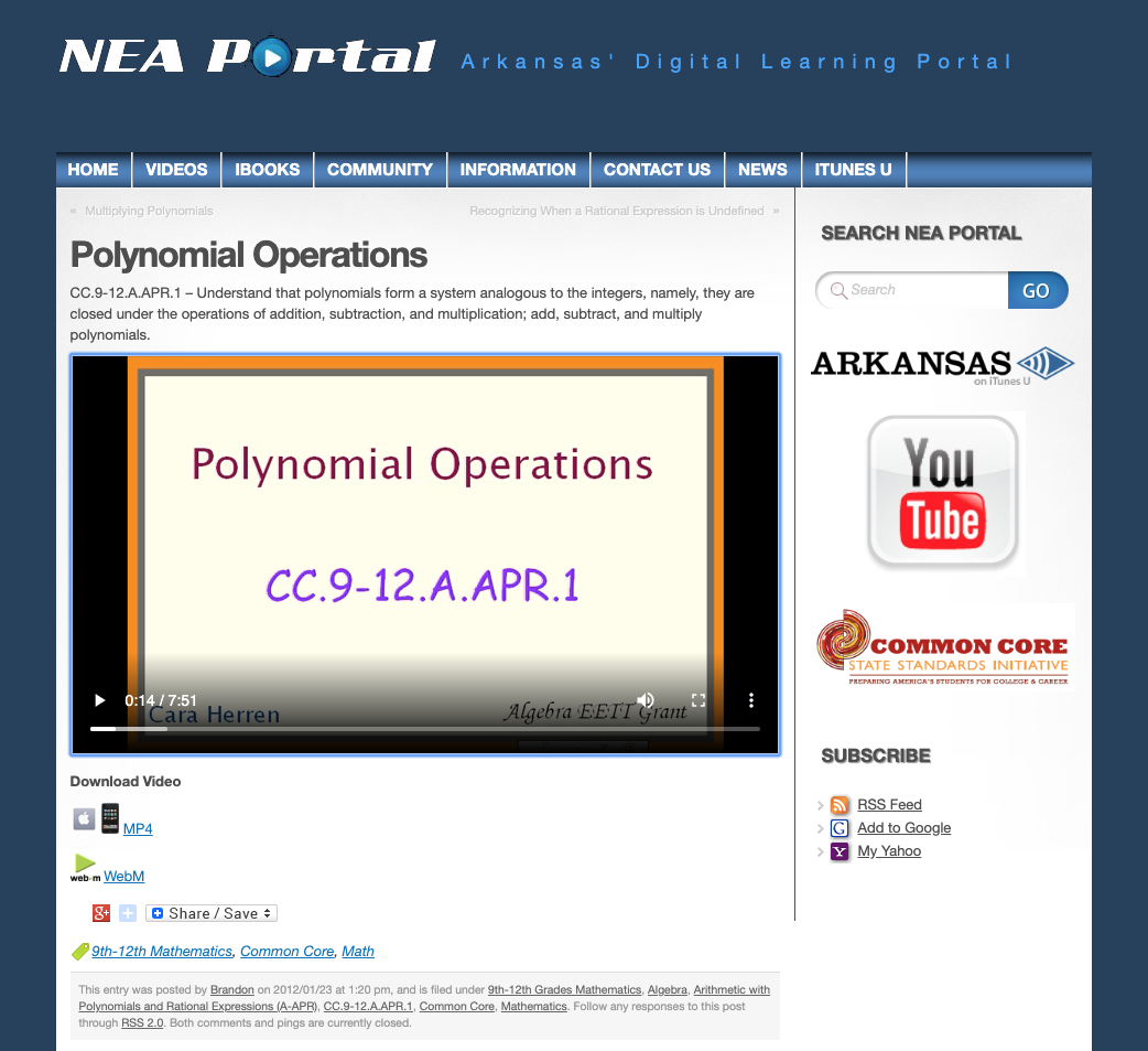 Polynomial Operations Instructional Video