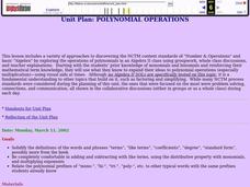 Polynomial Operations Lesson Plan
